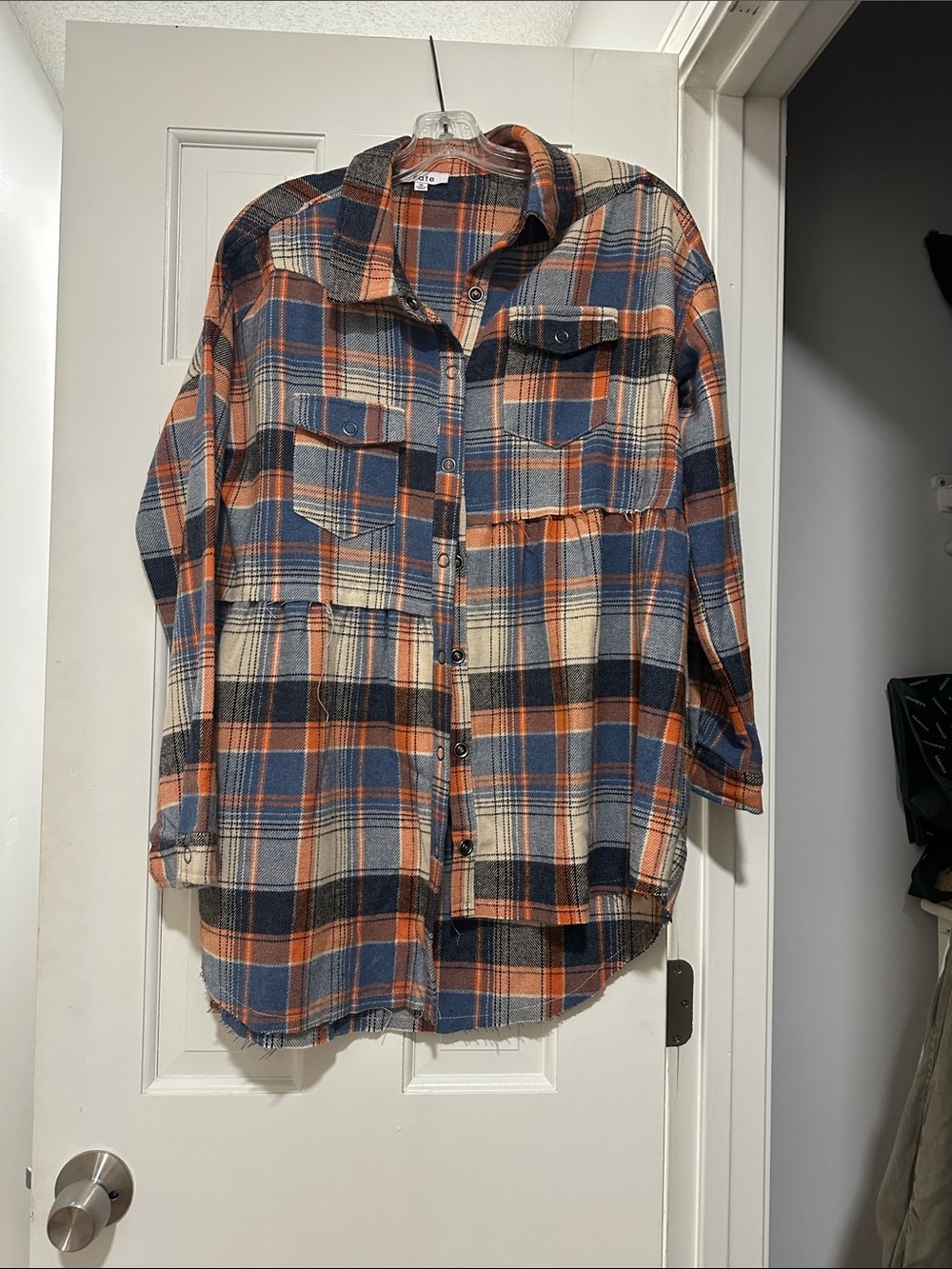 Fate Plaid Mini Dress in Blue, Orange & Cream
